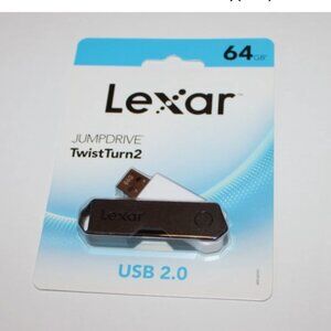 Lexar Jumpdrive USB 2.0 Twist Turn 64 GB NIP Flash Drive Storage External Memory